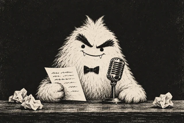 Evil the Yeti at his microphone